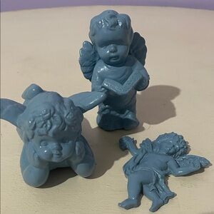 Set of Blue Cherub Figurines